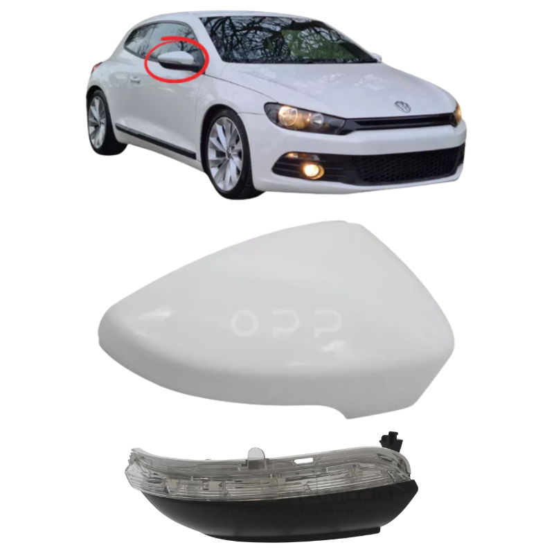 VW Scirocco 2008-2017 Door Wing Mirror Cover & Indicator Painted White