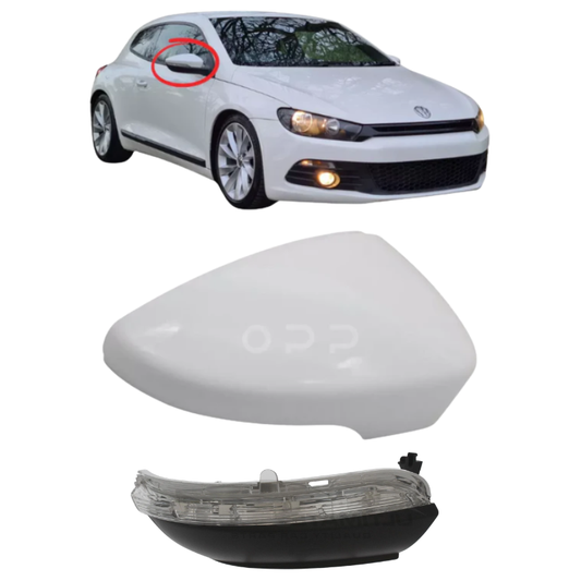 VW Scirocco 2008-2017 Door Wing Mirror Cover & Indicator Painted White