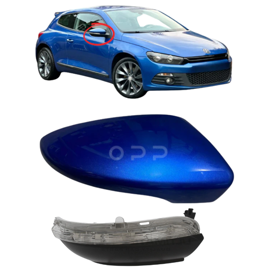 VW Scirocco 2008-2017 Door Wing Mirror Cover & Indicator Painted Blue
