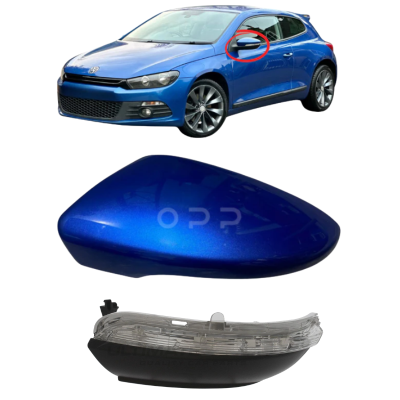 VW Scirocco 2008-2017 Door Wing Mirror Cover & Indicator Painted Blue