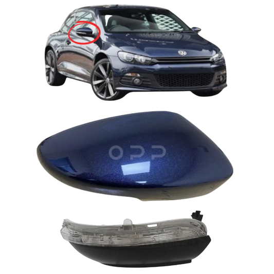 VW Scirocco 2008-2017 Door Wing Mirror Cover & Indicator Painted Night Blue LH5X
