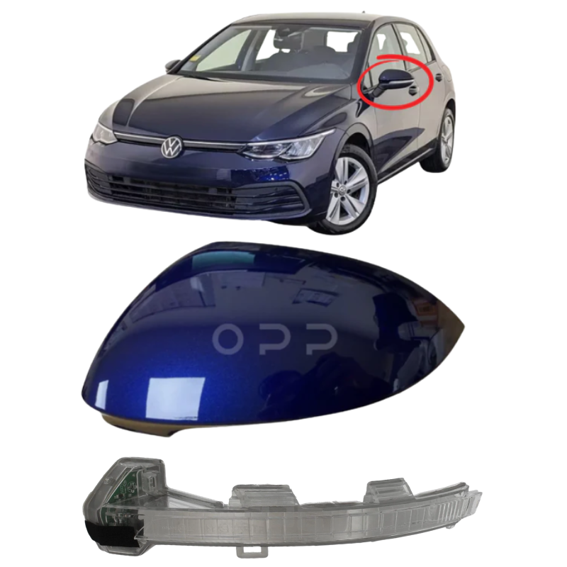 VW Golf MK8 2020- Door Wing Mirror Cover & Indicator Painted Atlantic Blue LC5B