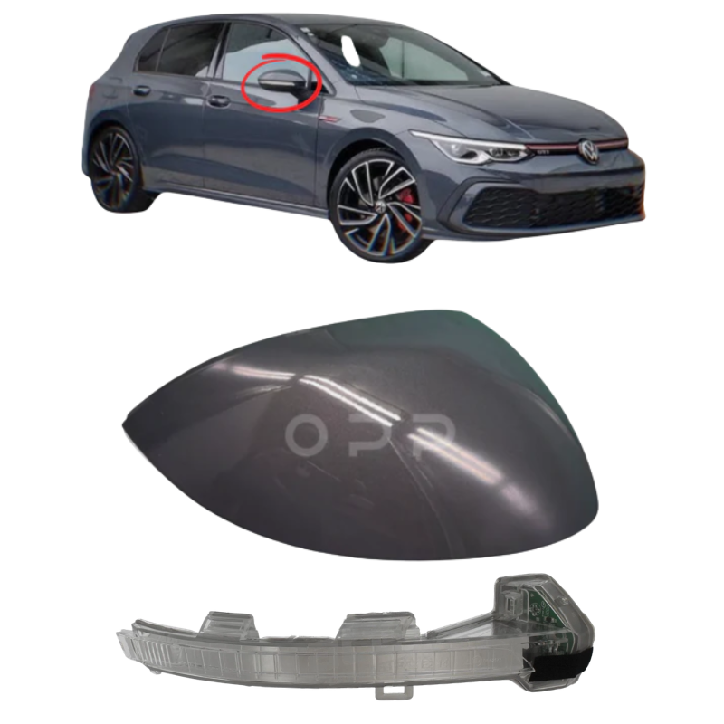 VW Golf MK8 2020- Door Wing Mirror Cover & Indicator Painted Dolphin Grey