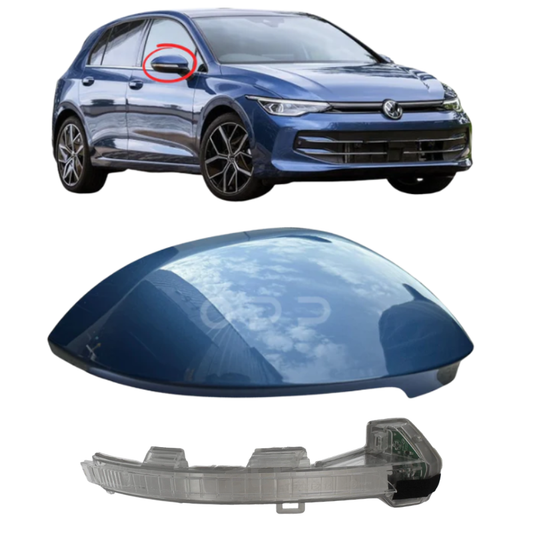 VW Golf MK8 2020- Door Wing Mirror Cover & Indicator Painted Anemonen Blue LT5H