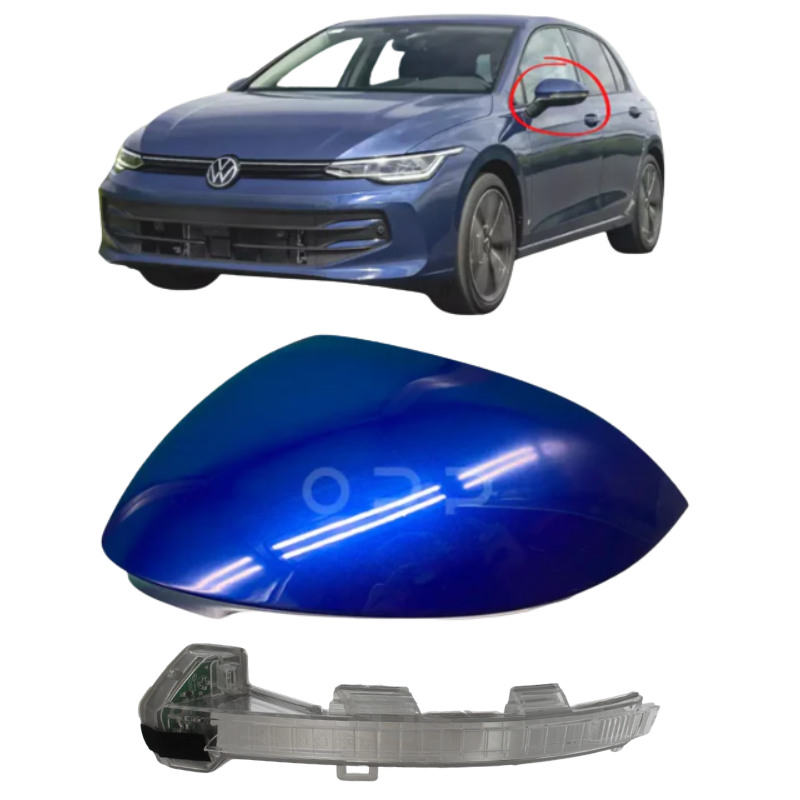 VW Golf MK8 2020- Door Wing Mirror Cover & Indicator Painted Lapiz Blue