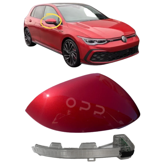 VW Golf MK8 2020- Door Wing Mirror Cover & Indicator Painted Kings Red