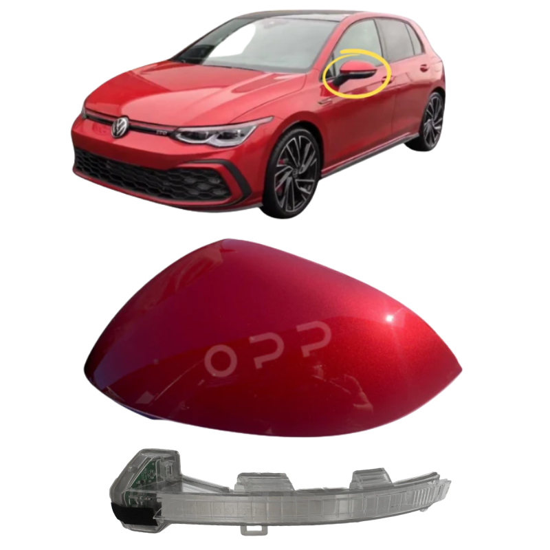VW Golf MK8 2020- Door Wing Mirror Cover & Indicator Painted Kings Red