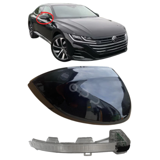 VW Arteon 2017-2022 Door Wing Mirror Cover & Indicator Painted Black LC9X
