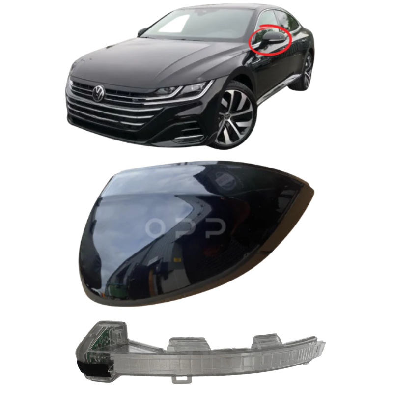VW Arteon 2017-2022 Door Wing Mirror Cover & Indicator Painted Black LC9X