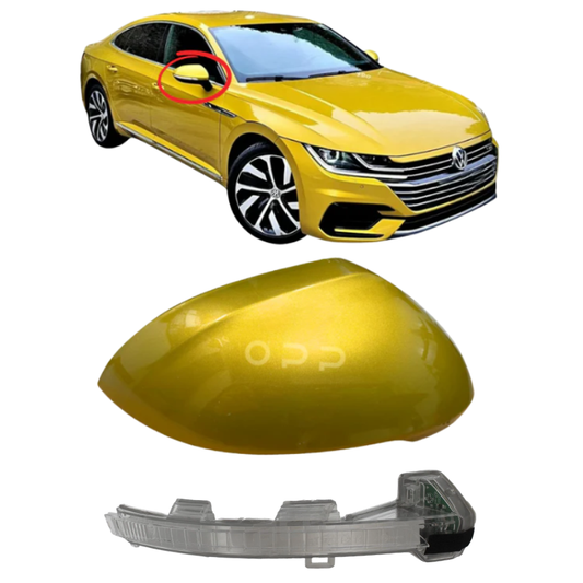 VW Arteon 2017-2022 Door Wing Mirror Cover & Indicator Painted Turmeric Yellow