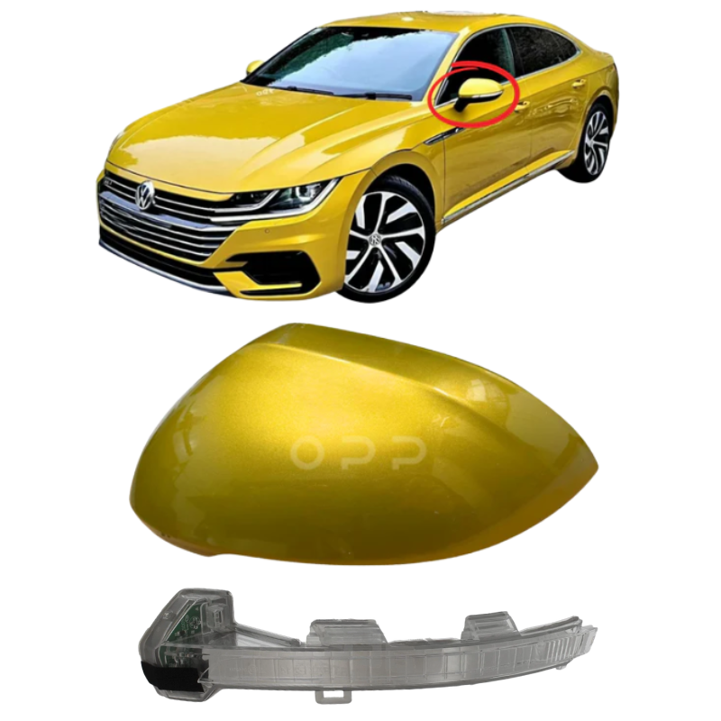 VW Arteon 2017-2022 Door Wing Mirror Cover & Indicator Painted Turmeric Yellow