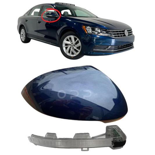 VW Passat 2015-2022 Wing Mirror Cover & Indicator Painted Night Blue LH5X