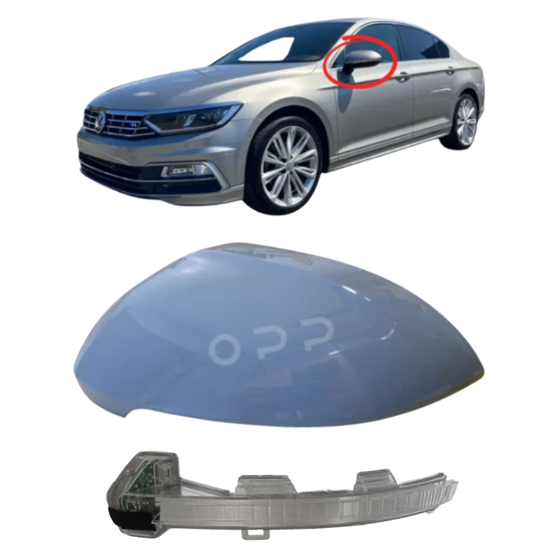 VW Passat 2015-2022 Wing Mirror Cover & Indicator Painted Moonstone Silver LA7C