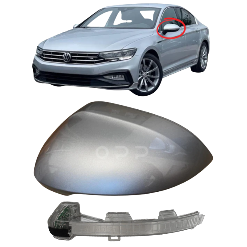 VW Passat 2015-2022 Wing Mirror Cover & Indicator Painted Reflex Silver LA7W