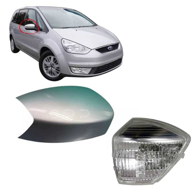 Ford Galaxy 2006-2015 Door Wing Mirror Cover & Indicator Painted Moondust Silver