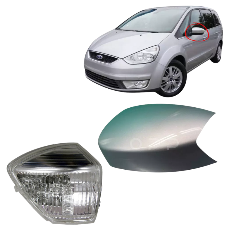 Ford Galaxy 2006-2015 Door Wing Mirror Cover & Indicator Painted Moondust Silver