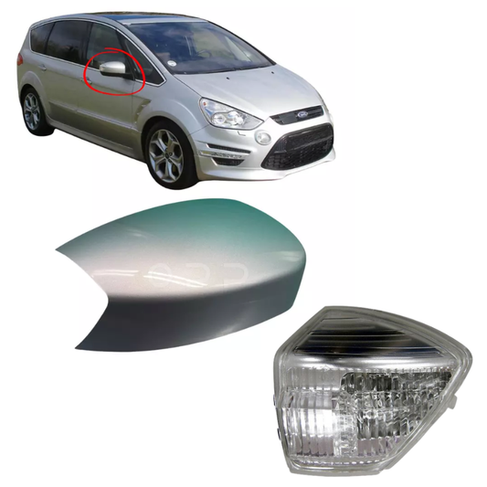 Ford S-Max 2006-2016 Door Wing Mirror Cover & Indicator Painted Moondust Silver