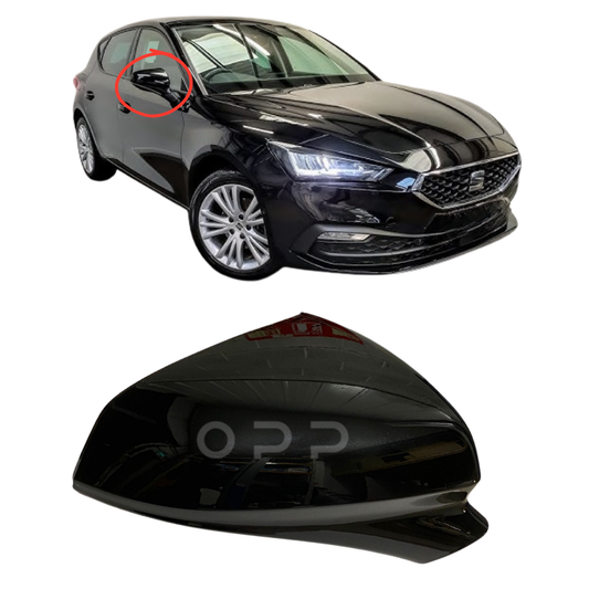 Seat Leon 2020-2024 Door Wing Mirror Cover Painted Mythos Black