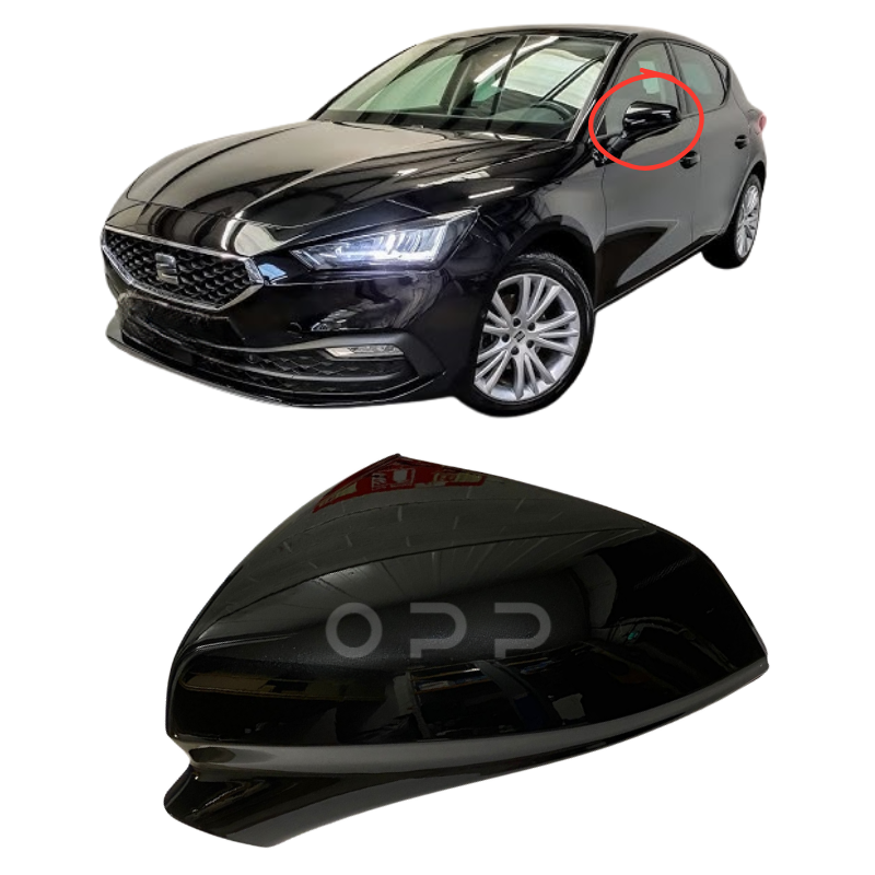 Seat Leon 2020-2024 Door Wing Mirror Cover Painted Mythos Black