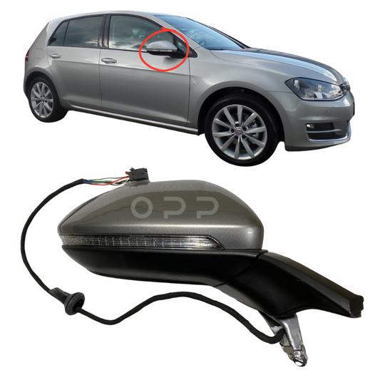VW Golf MK7 2013-2020 Door Wing Mirror Complete Painted Tungsten Silver