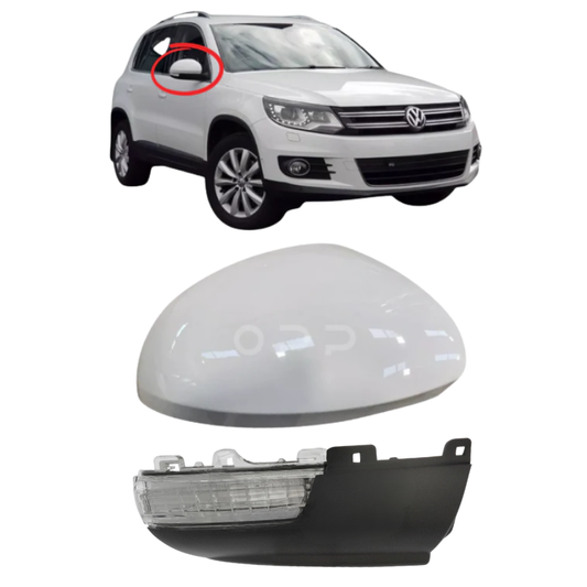 VW Tiguan 2008-2017 Door Wing Mirror Cover & Indicator Painted Candy White LB9A