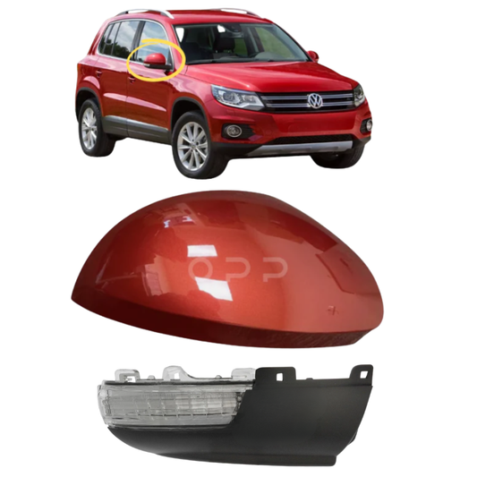 VW Tiguan 2008-2017 Door Wing Mirror Cover & Indicator Painted Cherry Red LA3T