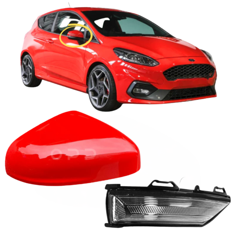 Ford Fiesta MK8 2018- Door Wing Mirror Cover & Indicator Painted Red