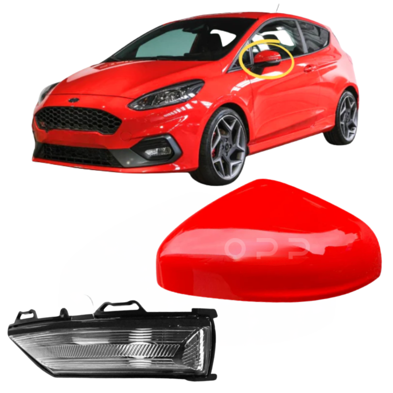 Ford Fiesta MK8 2018- Door Wing Mirror Cover & Indicator Painted Red