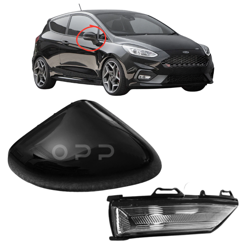 Ford Fiesta MK8 2018- Door Wing Mirror Cover & Indicator Painted Black