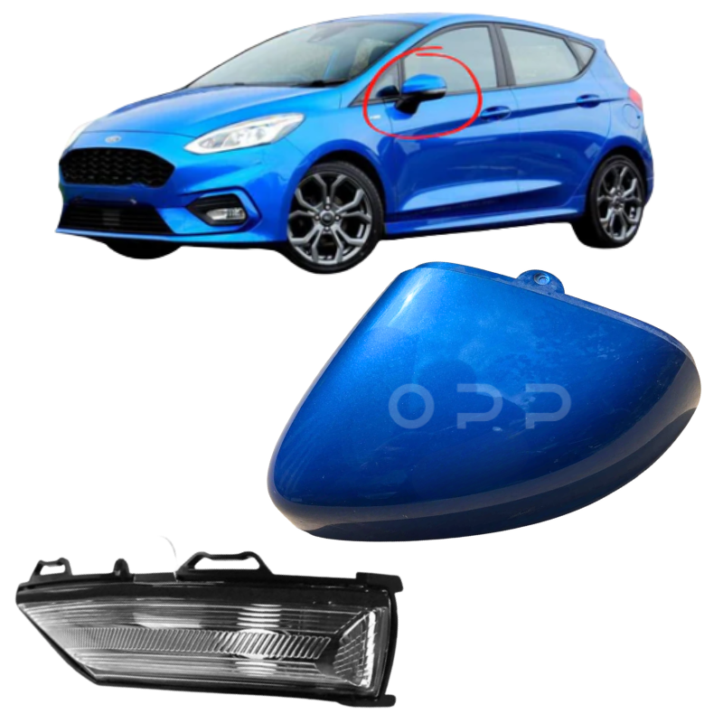 Ford Fiesta MK8 2018- Door Wing Mirror Cover & Indicator Painted Desert Island Blue