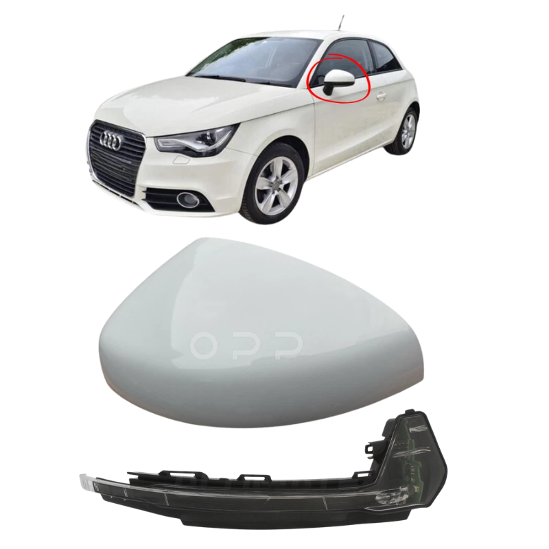 Audi A1 2010-2018 Door Wing Mirror Cover & Indicator Painted White