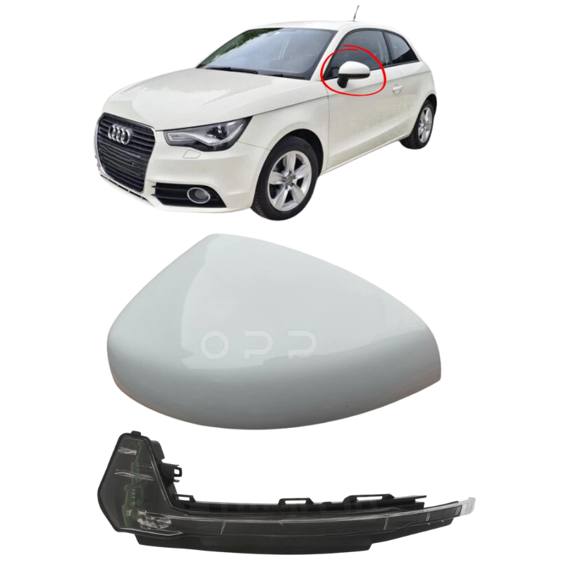 Audi A1 2010-2018 Door Wing Mirror Cover & Indicator Painted White