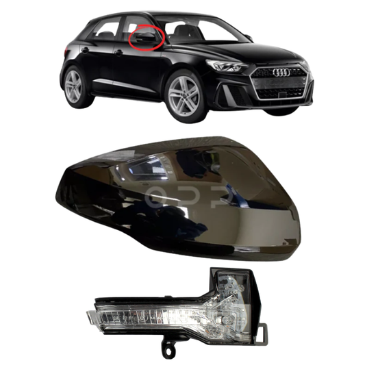 Audi A1 2018- Door Wing Mirror Cover & Indicator Painted Black