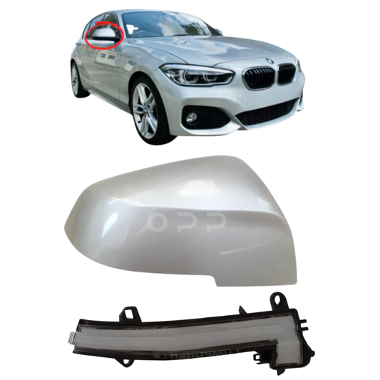 BMW 1 Series 2010-2019 Door Wing Mirror Cover & Indicator Painted Glacier Silver A83