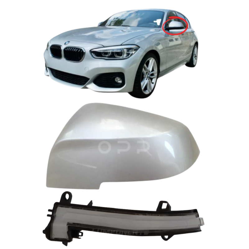 BMW 1 Series 2010-2019 Door Wing Mirror Cover & Indicator Painted Glacier Silver A83