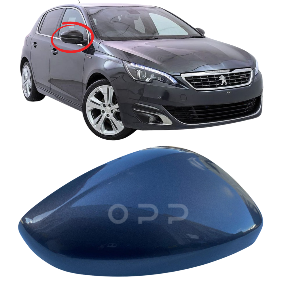 Peugeot 308 2013-2021 Door Wing Mirror Cover Painted Metallic Grey