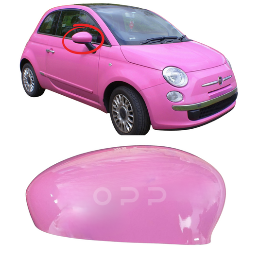 Fiat 500 2008-2023 Door Wing Mirror Cover Painted Barbie Rosso Pink