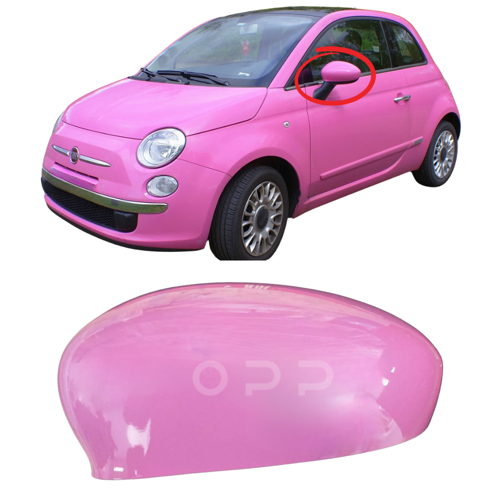 Fiat 500 2008-2023 Door Wing Mirror Cover Painted Barbie Rosso Pink