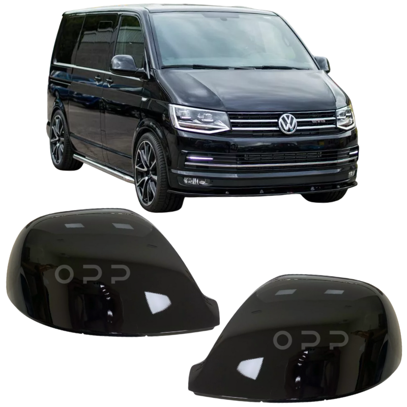 VW T5 T5.1 T6 T6.1 Transporter 2010-2024 Door Wing Mirror Cover Painted Gloss Black
