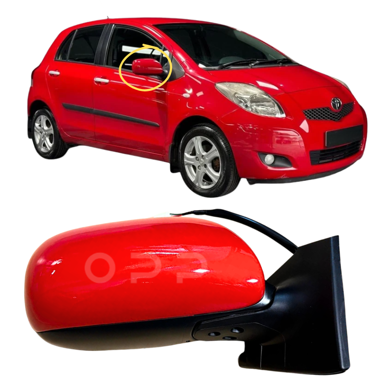 Toyota Yaris 2006-2011 Door Wing Mirror Complete Painted Electric Super Red