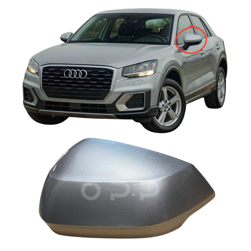 Audi Q2 Q3 2017-2024 Door Wing Mirror Cover Painted Florett Silver LZ7G
