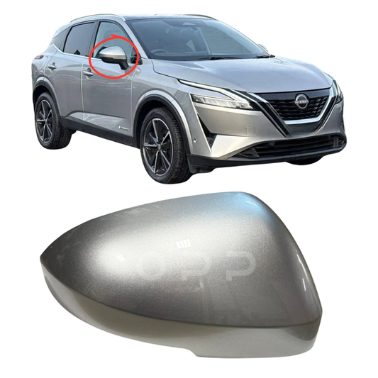 Nissan Qashqai 2021-2024 Door Wing Mirror Cover Painted Silver Metallic