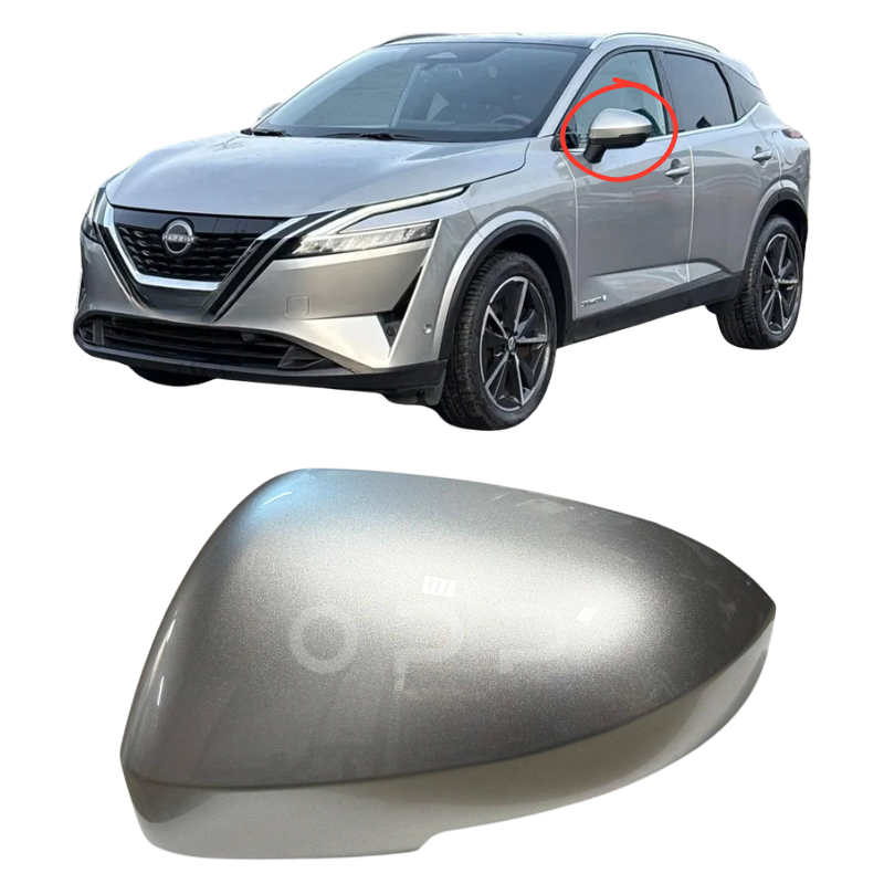 Nissan Qashqai 2021-2024 Door Wing Mirror Cover Painted Silver Metallic