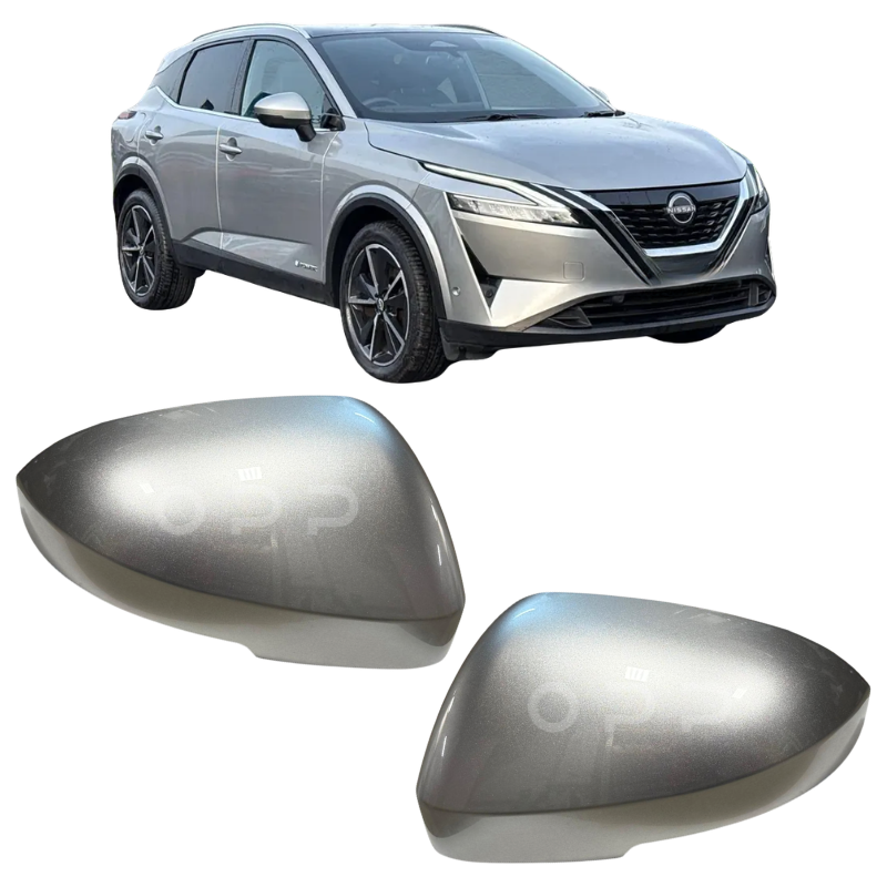Nissan Qashqai 2021-2024 Door Wing Mirror Cover Painted Silver Metallic