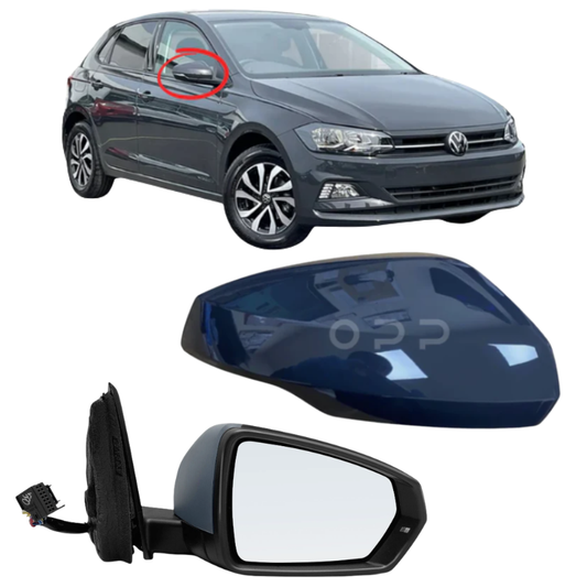 VW Polo MK6 2017-2022 Door Wing Mirror Complete Electric Painted Urano Grey LI7F