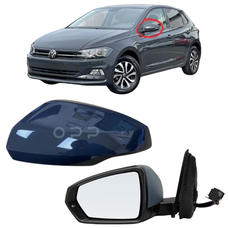 VW Polo MK6 2017-2022 Door Wing Mirror Complete Electric Painted Urano Grey LI7F