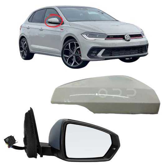 VW Polo MK6 2017-2022 Door Wing Mirror Complete Electric Painted Ascot Grey LA7A