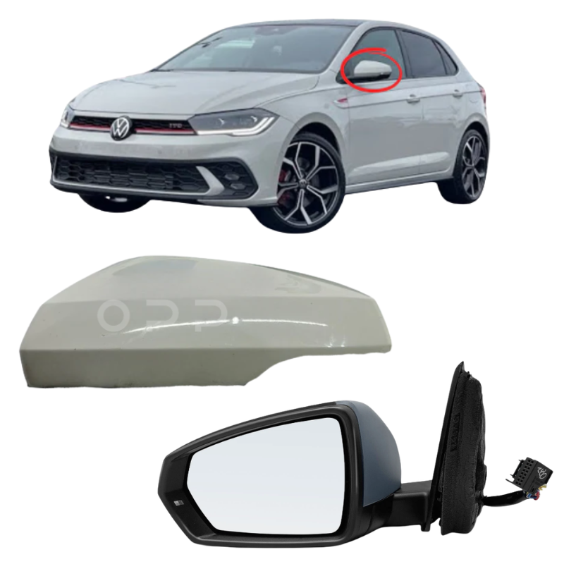 VW Polo MK6 2017-2022 Door Wing Mirror Complete Electric Painted Ascot Grey LA7A