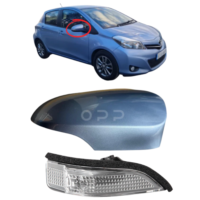 Toyota Yaris 2011-2020 Door Wing Mirror Cover & Indicator Painted Light Metallic Blue
