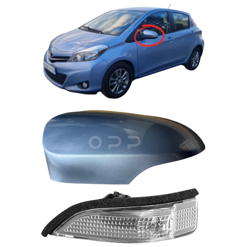 Toyota Yaris 2011-2020 Door Wing Mirror Cover & Indicator Painted Light Metallic Blue